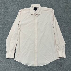 Marc Asher Dress Shirt Mens Medium Pink Long Sleeve Stretch Solid Button Up